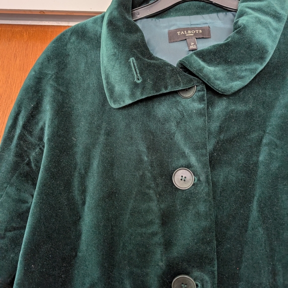 Talbot's Women's Green Velvet Button Lined 100% Cotton Jacket Size 2P - Picture 4 of 10